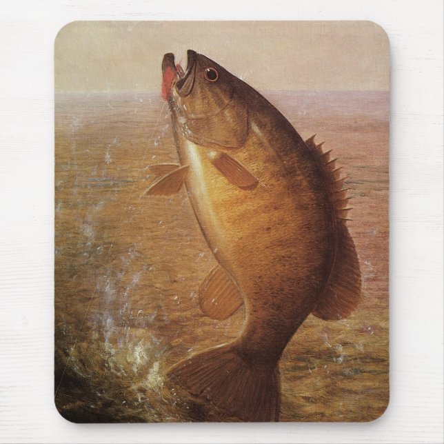 Vintager Sportfisch, Largemouth Brown Bass Fish Mousepad (Vorne)