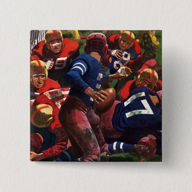 Vintager Sportfußballspieler Quarterback Button (Vorderseite)
