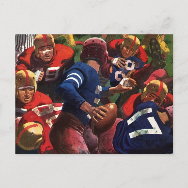 Vintager Sportfußballspieler Quarterback Postkarte (Vorderseite)