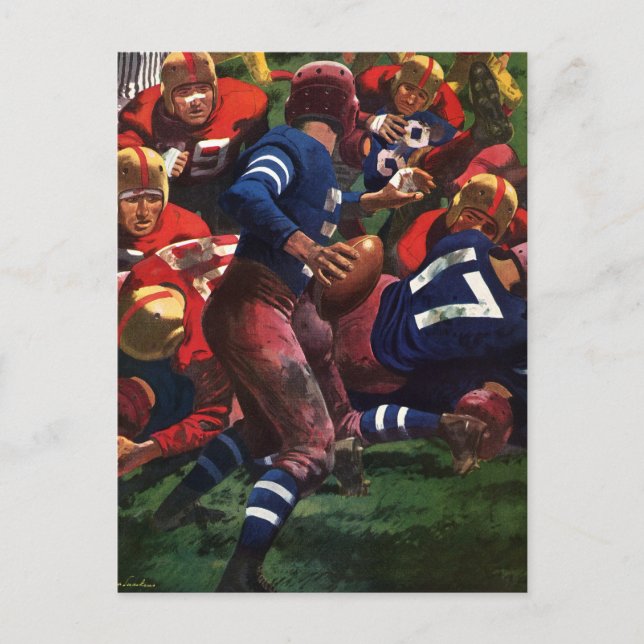 Vintager Sportfußballspieler Quarterback Postkarte (Vorderseite)