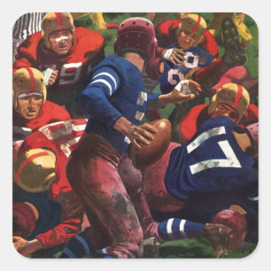 Vintager Sportfußballspieler Quarterback Quadratischer Aufkleber