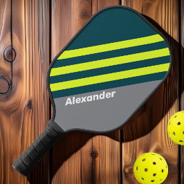 Vintager Sportsturm Wolkenkratzer Streifen mit Nam Pickleball Schläger