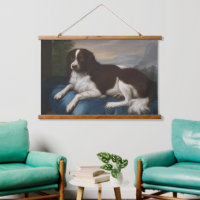 Vintager Springer Spaniel auf Kissen