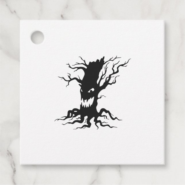 Vintager Spuk Baum Halloween Geschenkanhänger (Vorderseite)