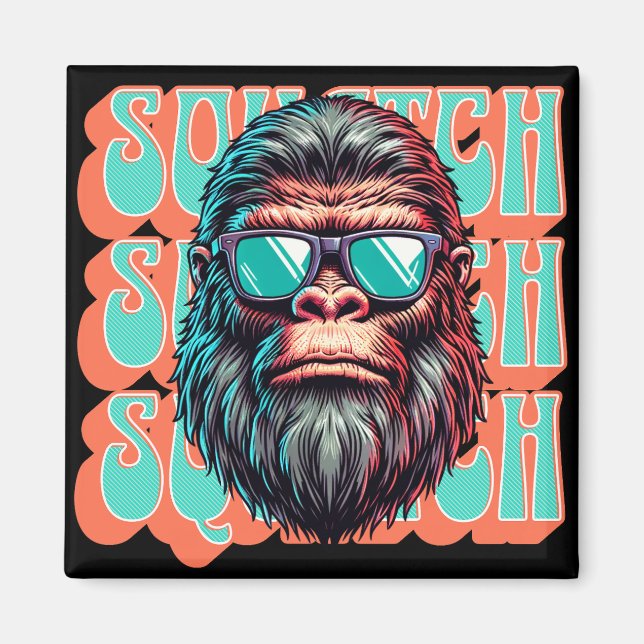 Vintager Squatch Retro Style Comic Pop Art Magnet (Vorne)