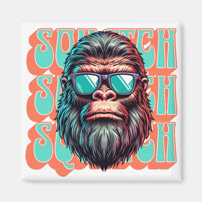 Vintager Squatch Retro Style Comic Pop Art Magnet (Vorne)
