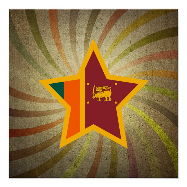 Vintager sri-lankischer Flaggenwirl Poster (Vorderseite)