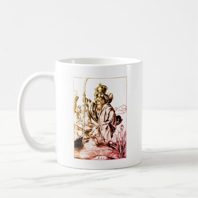 Vintager St. Christopher Renaissance Kunst Katholi Kaffeetasse (Links)