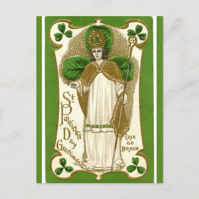 Vintager St. Patrick mit Mitarbeiter Postkarte (Vorderseite)