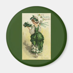 Vintager St Patrick Tag, Frauen-grüne Kleeblätte Magnet
