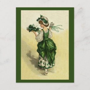 Vintager St Patrick Tag, Frauen-grüne Kleeblätter Karte