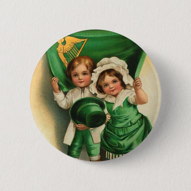 Vintager St Patrick Tagesknopf Button (Vorderseite)
