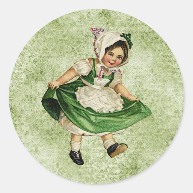 Vintager St Patrick's Day Classic Round Sticker (Vorderseite)