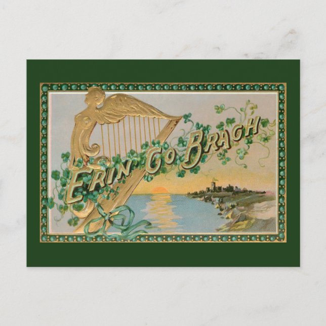 Vintager St. Patrick's Day Erin Go Bragh Postkarte (Vorderseite)