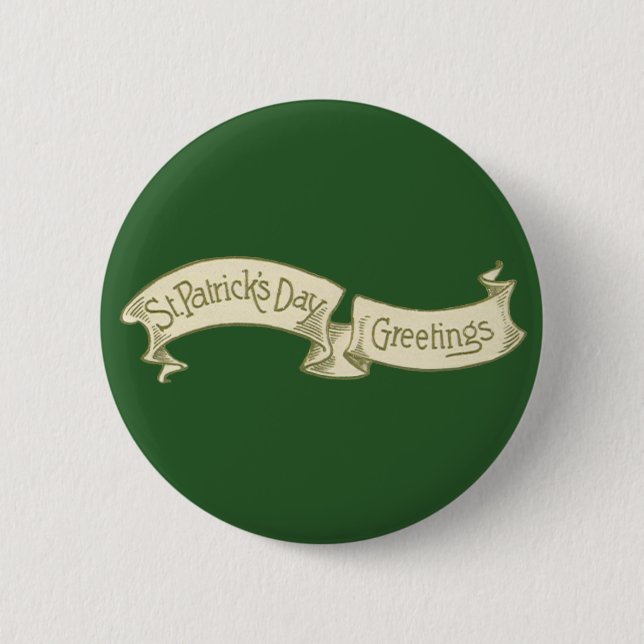 Vintager St. Patrick's Day Gruß Golden Banner Button (Vorderseite)