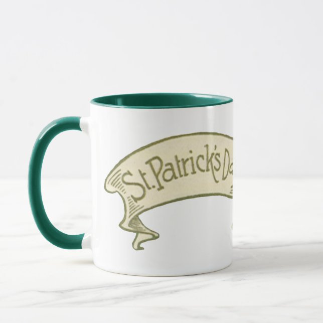 Vintager St. Patrick's Day Gruß Golden Banner Tasse (Links)