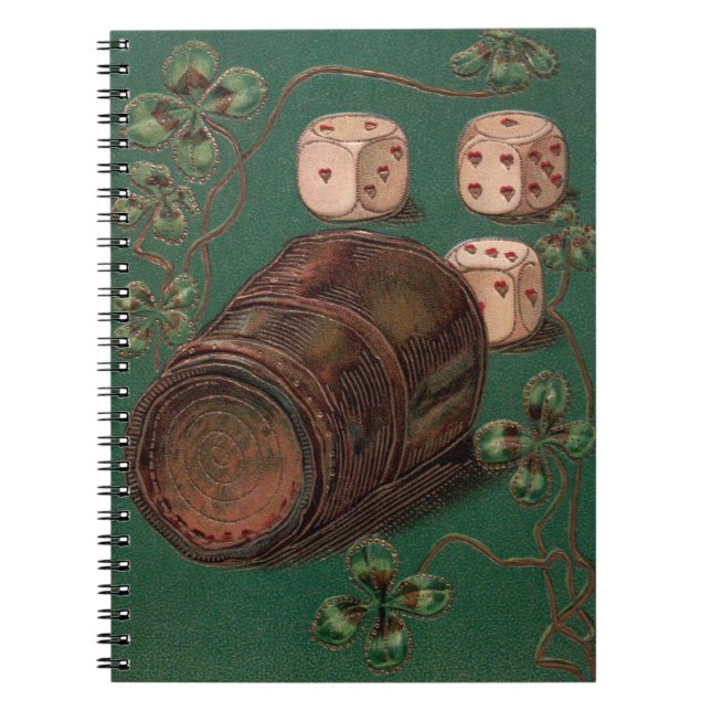 Vintager St. Patrick's Day, Irish Viel Glück Dice Notizblock (Vorderseite)