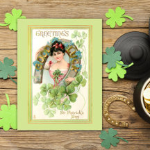 Vintager St. Patrick's Day Lassie mit Horseshoe