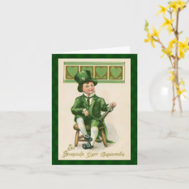 Vintager St Patricks Day Leprechaun Boy Karte
