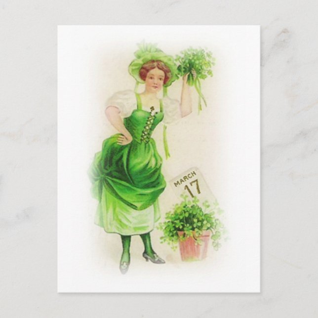 Vintager St. Patricks Day März 17 Postkarte (Vorderseite)