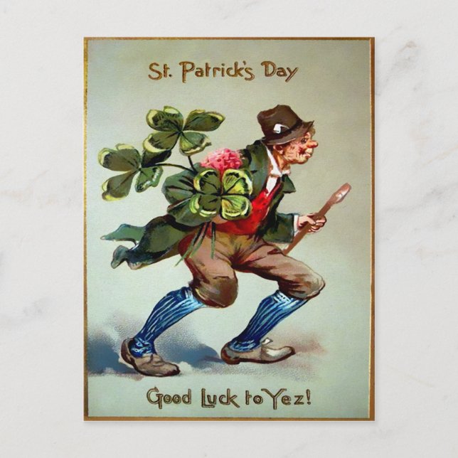 Vintager St. Patrick's Day Postkarte (Vorderseite)