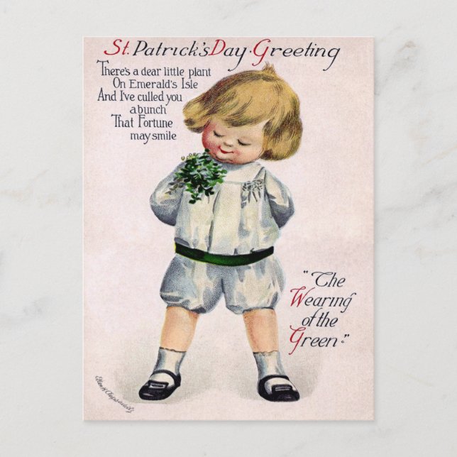 Vintager St. Patrick's Day Postkarte (Vorderseite)