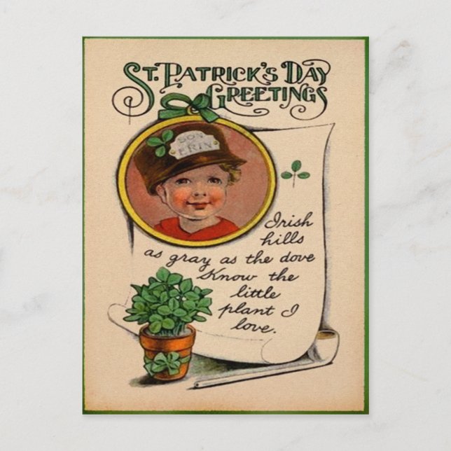 Vintager St. Patrick's Day Postkarte (Vorderseite)