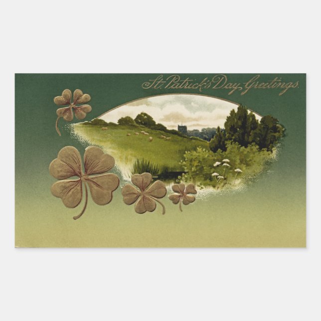 Vintager St. Patrick's Day Rechteckiger Aufkleber (Vorderseite)