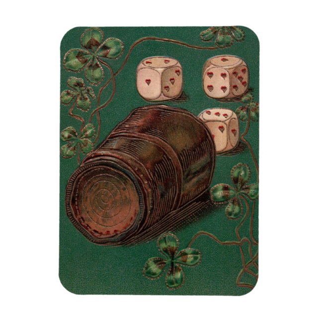 Vintager St. Patrick's Day, Viel Glück Irish Dice Magnet (Vertikal)