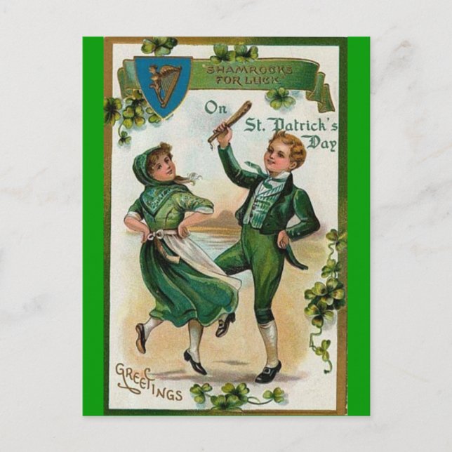 Vintager St. Patricks-Tag Postkarte (Vorderseite)
