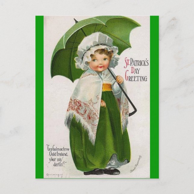 Vintager St. Patricks-Tag Postkarte (Vorderseite)