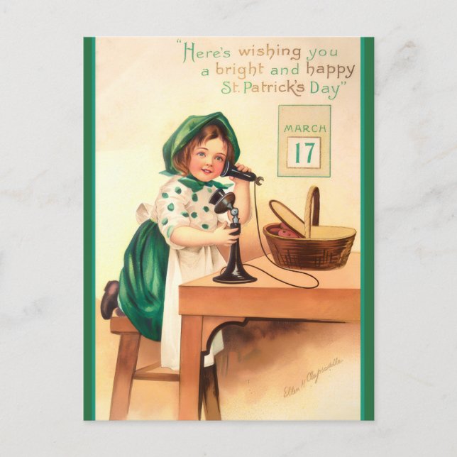 Vintager St. Patricks-Tagesanruf Postkarte (Vorderseite)