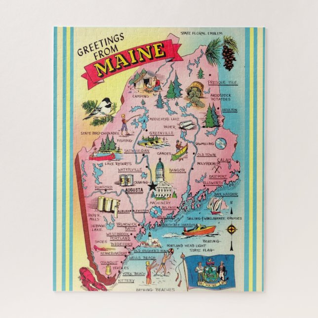 Vintager Staat des Maine 16x20 Jigsaw Puzzle (Vertikal)