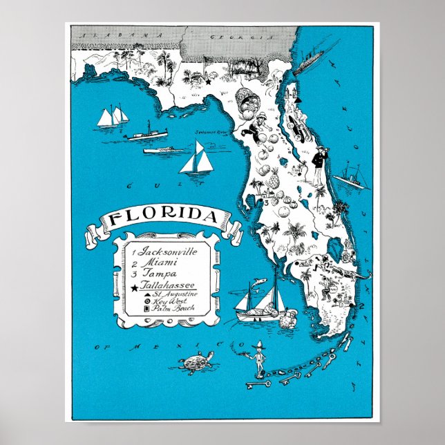 Vintager Staat Florida Landschaftsbau Poster (Vorne)