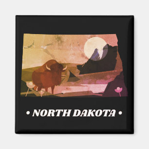 Vintager Staat Magnet von North Dakota