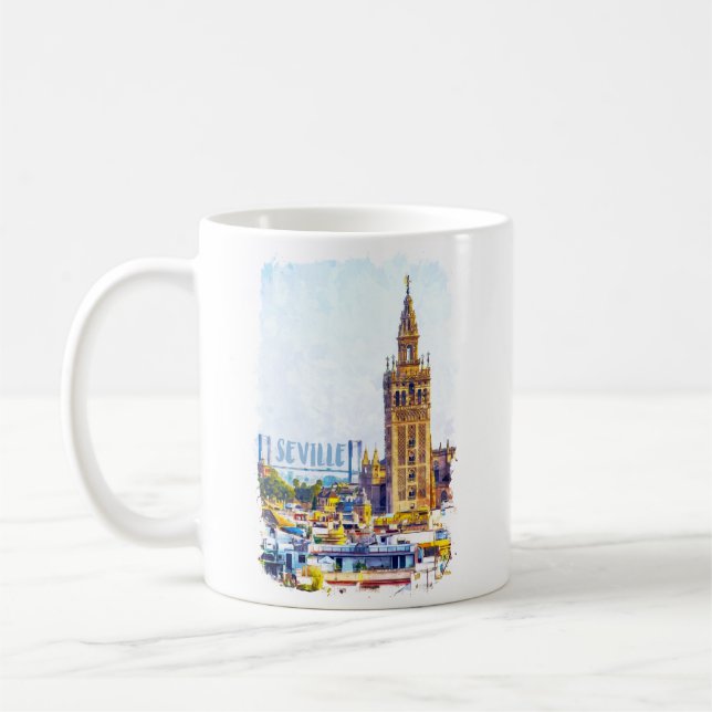 Vintager Stadtblick von Sevilla Kaffeetasse (Links)