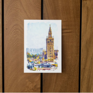 Vintager Stadtblick von Sevilla Postkarte