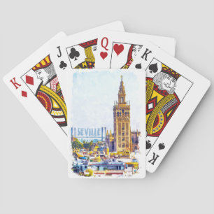 Vintager Stadtblick von Sevilla Spielkarten