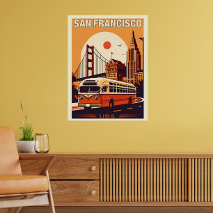 Vintager Stadtbus von San Francisco, Kalifornien Poster