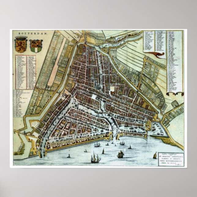 Vintager Stadtplan von Rotterdam Poster (Vorne)
