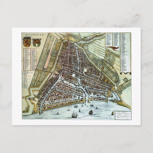 Vintager Stadtplan von Rotterdam Postkarte (Vorderseite)