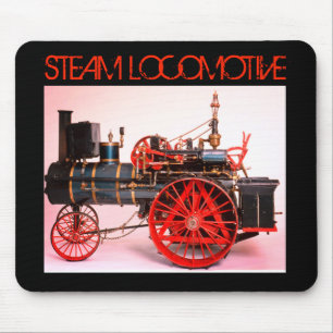 VINTAGER STAHL LOCOMOTIVE Red Black Mousepad
