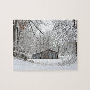 Vintager Stall im Fresh Snow - Rural Tennessee Fot Puzzle