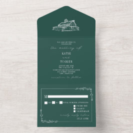 Vintager Stall Rustic Emerald Farm Wedding RSVP All In One Einladung