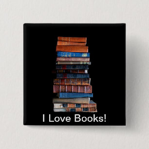 Vintager Stapel alte Bücher Button
