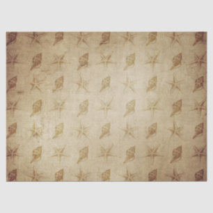 Vintager Star Fisch und Muscheln auf dem Braunen D Seidenpapier