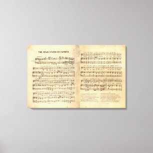 Vintager Star Spangled Banner Song Sheet Texte Leinwanddruck