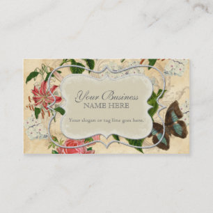 Vintager Stargazer-Lilien-Rosen-Schmetterlingn Visitenkarte