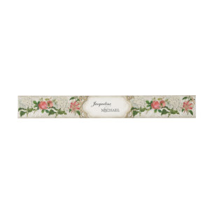 Vintager Stargazer Lily Taupe Spitzen-Goldrahmen Einladungsbanderole