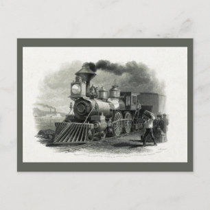 Vintager Steam Motor Train Postkarte